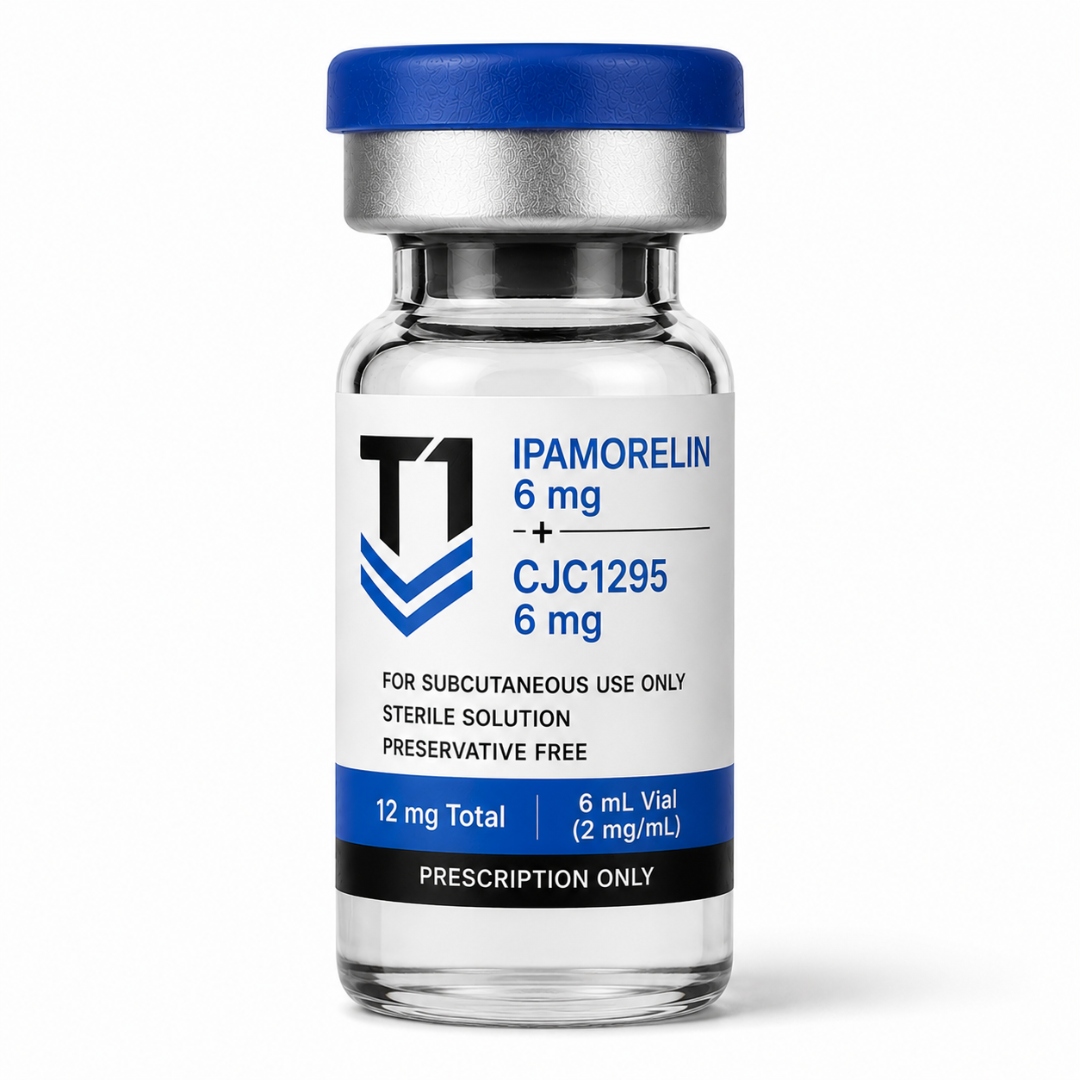Tier 1 Ipamorelin 6 mg + CJC-1295 6 mg combination injection vial